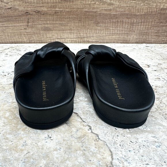 Jenni Kayne Sandals Womens Size 36 US 6 Black Leather Knot Comfy Slides - Picture 6 of 11